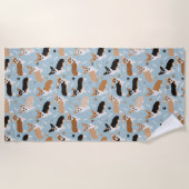 Corgi Dogの手と骨 ビーチタオル (正面)