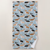 Corgi Dogの手と骨 ビーチタオル (正面)