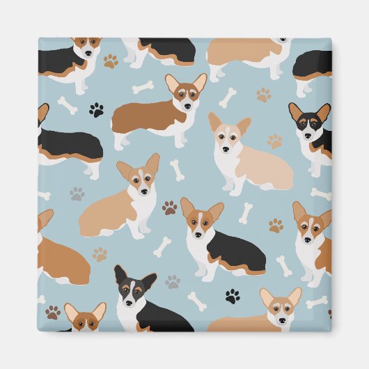 Corgi Dogの手と骨 マグネット (正面)