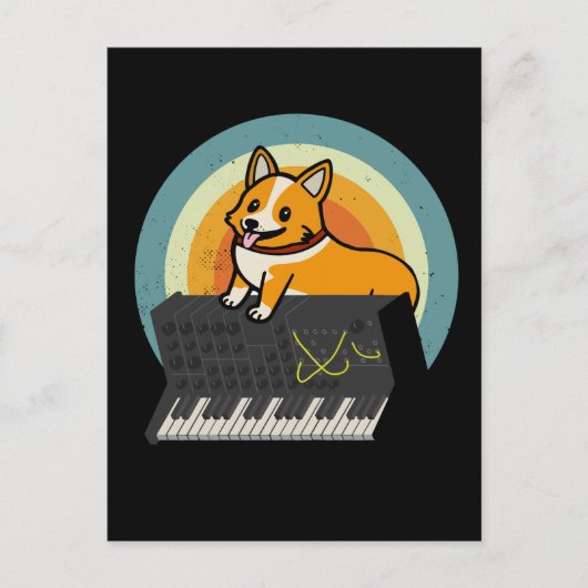 Corgi Dogアナログドラムマシン鍵盤合成装置 ポストカード (正面)
