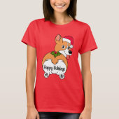 Corgi DogクリスマスTシャツ Tシャツ (正面)