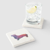 Corgi Dog幾何学模様シルエットパープル ストーンコースター (横)