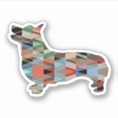 Corgi Dog幾何学的パターンシルエットプレイド シール (正面)