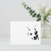 Corgi Dog白黒インクスケッチ ポストカード (スタンド正面)