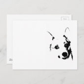 Corgi Dog白黒インクスケッチ ポストカード (正面/裏面)