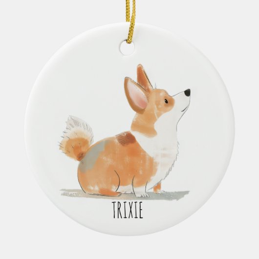 Corgi Dog セラミックオーナメント (正面)