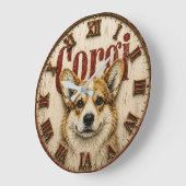 Corgi Dog ラージ壁時計 (傾斜)