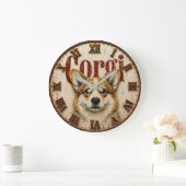 Corgi Dog ラージ壁時計 (ホーム)