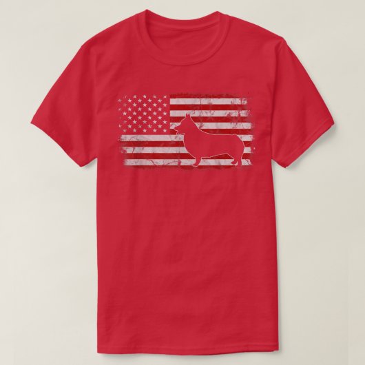 Corgi Dog American USA国旗7月4日男性Corgi Tシャツ (デザイン正面)