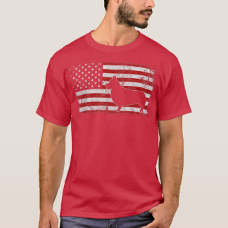 Corgi Dog American USA国旗7月4日男性Corgi Tシャツ