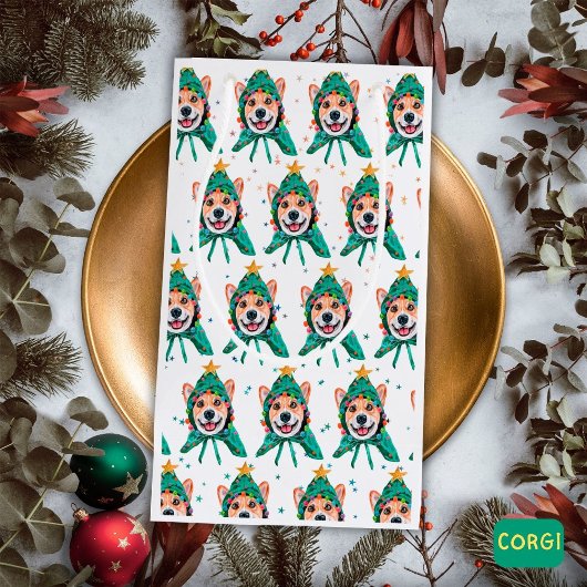 Corgi Dog Breed Christmas スモールペーパーバッグ