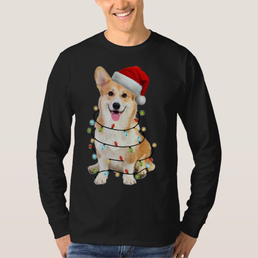 Corgi Dog Christmas Light Tシャツ (正面)