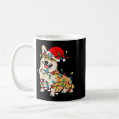 Corgi Dog Christmas Lights Pajama Santa Xmas Pet D コーヒーマグカップ (左)