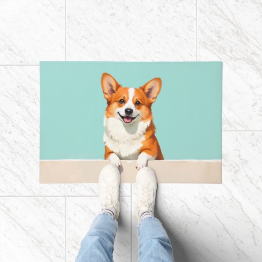 Corgi Dog Doormat Art ドアマット (室内)