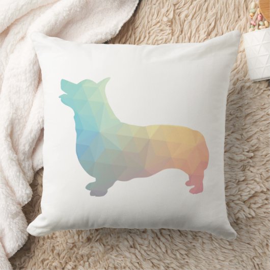 Corgi Dog Geometric Pattern Silhoute Pastel クッション (ブランケット)