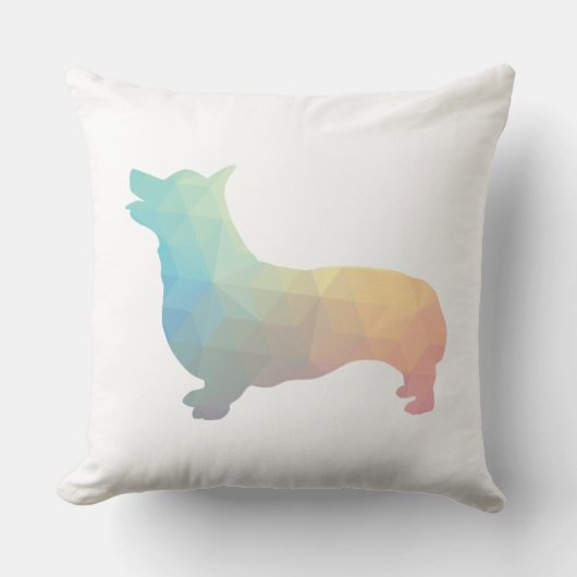 Corgi Dog Geometric Pattern Silhoute Pastel クッション (正面)