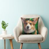 Corgi Dog in St. Patrick's Day Dress クッション (椅子)