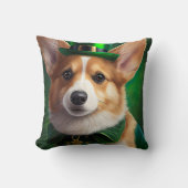 Corgi Dog in St. Patrick's Day Dress クッション (正面)