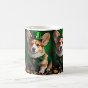 Corgi Dog in St. Patrick's Day Dress コーヒーマグカップ