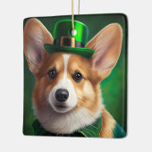 Corgi Dog in St. Patrick's Day Dress セラミックオーナメント (左)