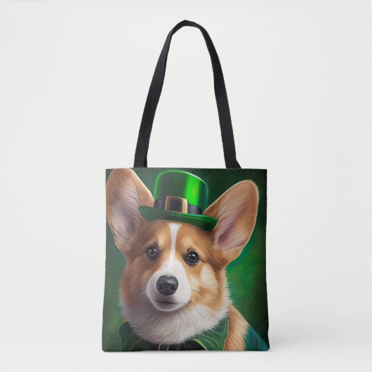 Corgi Dog in St. Patrick's Day Dress トートバッグ (正面)