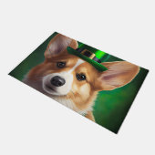 Corgi Dog in St. Patrick's Day Dress ドアマット (アングル)
