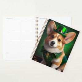 Corgi Dog in St. Patrick's Day Dress プランナー手帳
