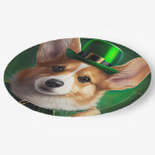 Corgi Dog in St. Patrick's Day Dress ペーパープレート (アングル)