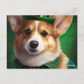 Corgi Dog in St. Patrick's Day Dress ポストカード (裏面)