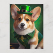 Corgi Dog in St. Patrick's Day Dress ポストカード (正面)