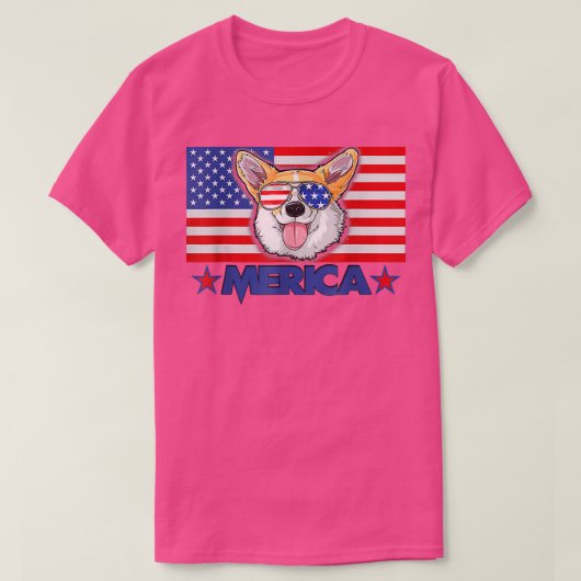 Corgi Dog Merica おもしろい 7月4日Independence Da Tシャツ (デザイン正面)