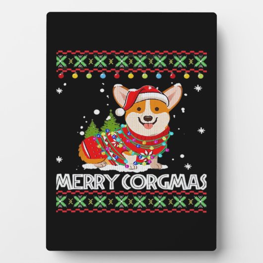 Corgi Dog Merry Corgmas Santa Corgi Ugly Christmas フォトプラーク (正面)