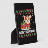 Corgi Dog Merry Corgmas Santa Corgi Ugly Christmas フォトプラーク (側面)