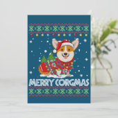 Corgi Dog Merry Corgmas Santa Corgi Ugly Christmas 招待状 (スタンド正面)