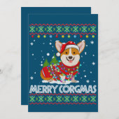 Corgi Dog Merry Corgmas Santa Corgi Ugly Christmas 招待状 (正面/裏面)