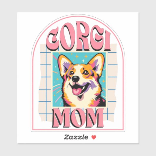 Corgi Dog Mom Pop Art シール (シート)