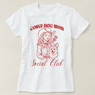 Corgi Dog Mom Social Club Line Art for Women Tシャツ