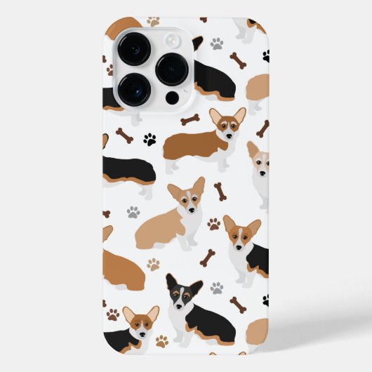 Corgi Dog Paws and Bones iPhone 14 Pro Max Case iPhoneケース (裏面)