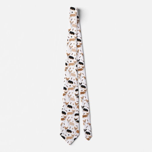 Corgi Dog Paws and Bones Neck Tie ネクタイ (正面)
