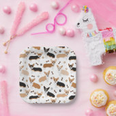 Corgi Dog Paws and Bones Paper Plates ペーパープレート (パーティー)