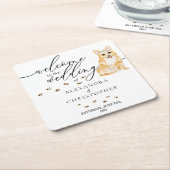 Corgi Dog Puppyへようこそ スクエアペーパーコースター (アングル)