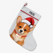 Corgi Dog Puppy Custom Pet ラージクリスマスストッキング (正面 (吊り時))