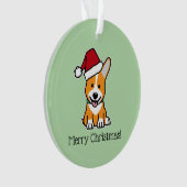 Corgi dog puppy Pembroke Welsh Christmas Santa hat オーナメント (正面)