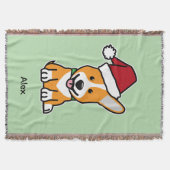 Corgi dog puppy Pembroke Welsh Christmas Santa hat スローブランケット (正面)