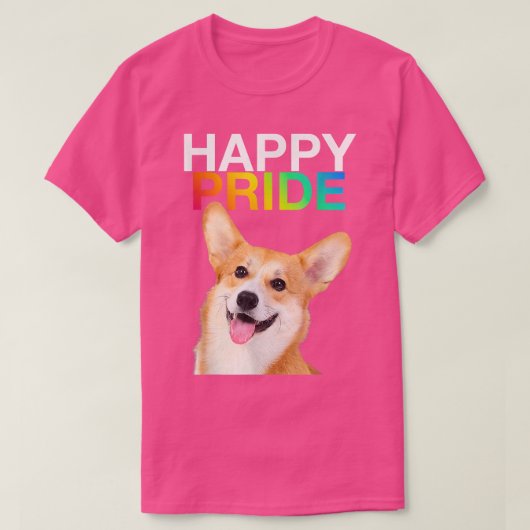 Corgi Dog Puppy Pup Gay Pride LGBTQ Rainbow Queer Tシャツ (デザイン正面)