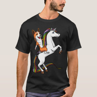 Corgi Dog Riding Unicorn Tシャツ