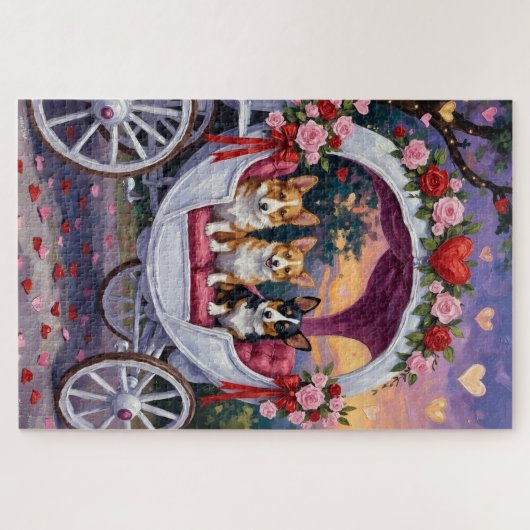 Corgi Dog Valentine's Day ジグソーパズル (横)