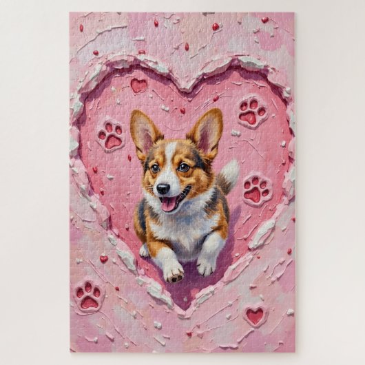 Corgi Dog Valentine's Day Heart Cookie Run ジグソーパズル (縦)