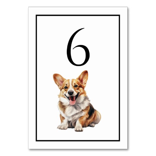 Corgi Dog Watercolor Table Number テーブルナンバー (正面)