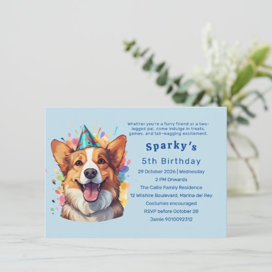 Corgi Doggo Paw-ty:誕生日Bash 招待状 (スタンド正面)